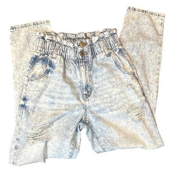 SO Womens Paperbag Jeans Size 25 High Rise Destroyed Acid Wash 80s Y2K - Picture 3 of 6